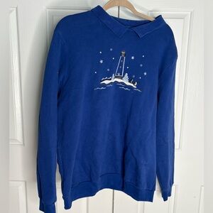blue lighthouse embroidered crewneck!